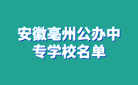 安徽亳州公办中专学校名单