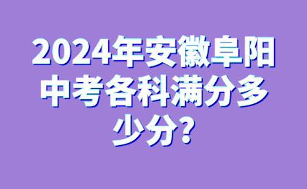 2024年安徽阜阳中考各科满分