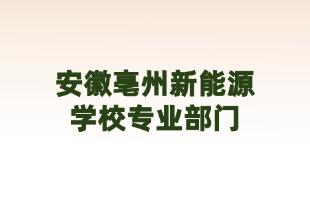 安徽亳州新能源学校专业部门