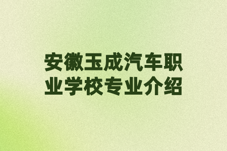 安徽玉成汽车职业学校专业介绍