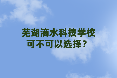 芜湖滴水科技学校可不可以选择？