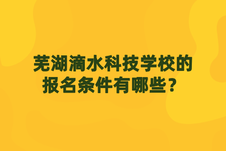 芜湖滴水科技学校的报名条件有哪些？